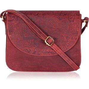 Genuine Leather E.red Hunt Crossbody Purse Women Adjustable Strap Zipper Pockets